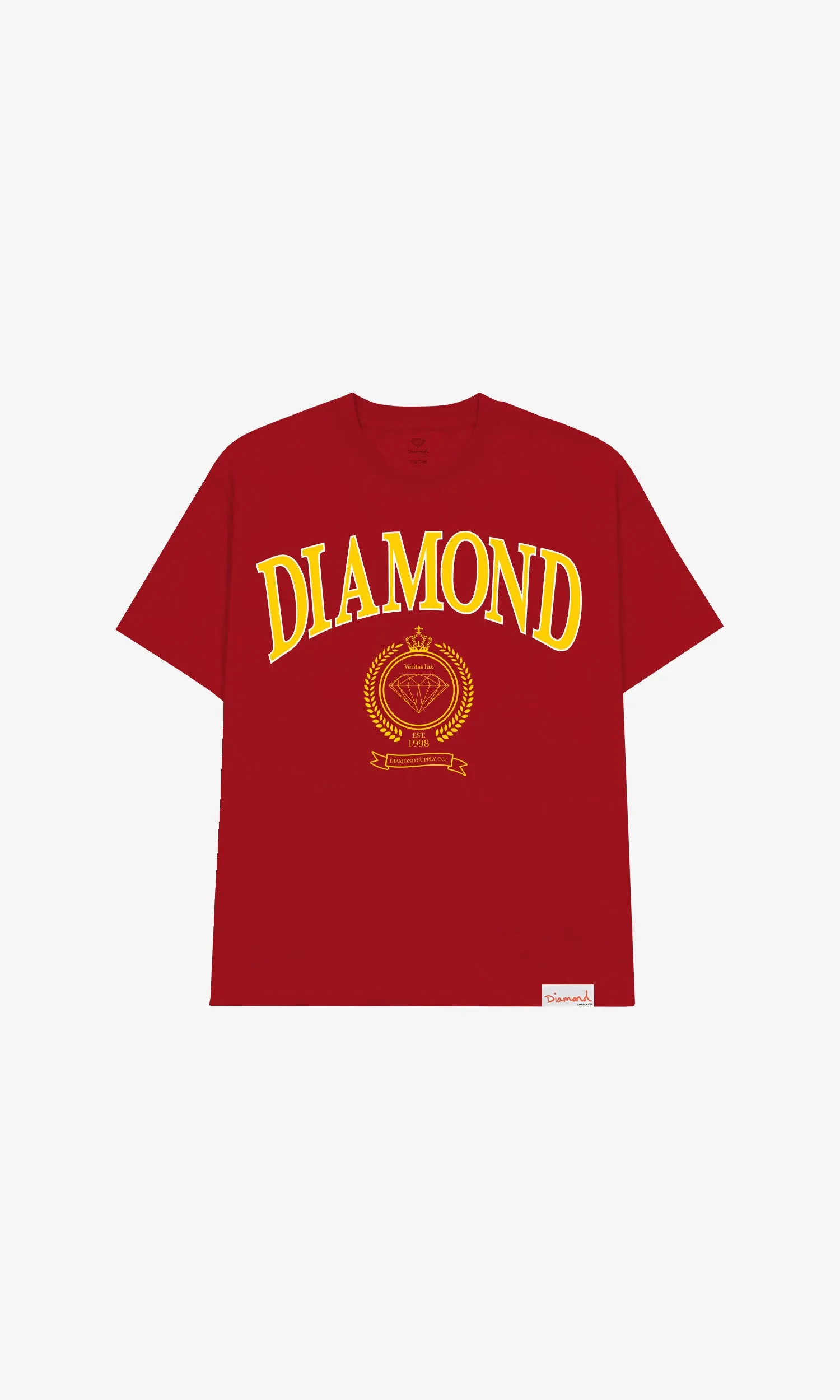 COLLEGE CREST TEE - CARDINAL sold by Diamond Supply Co.