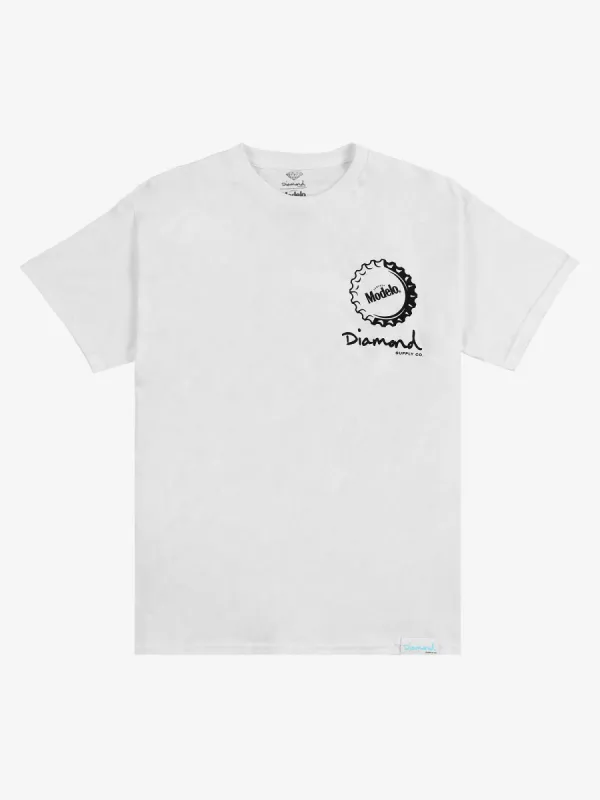 Diamond X Modelo Bottle Cap Tee - White sold by Diamond Supply Co.