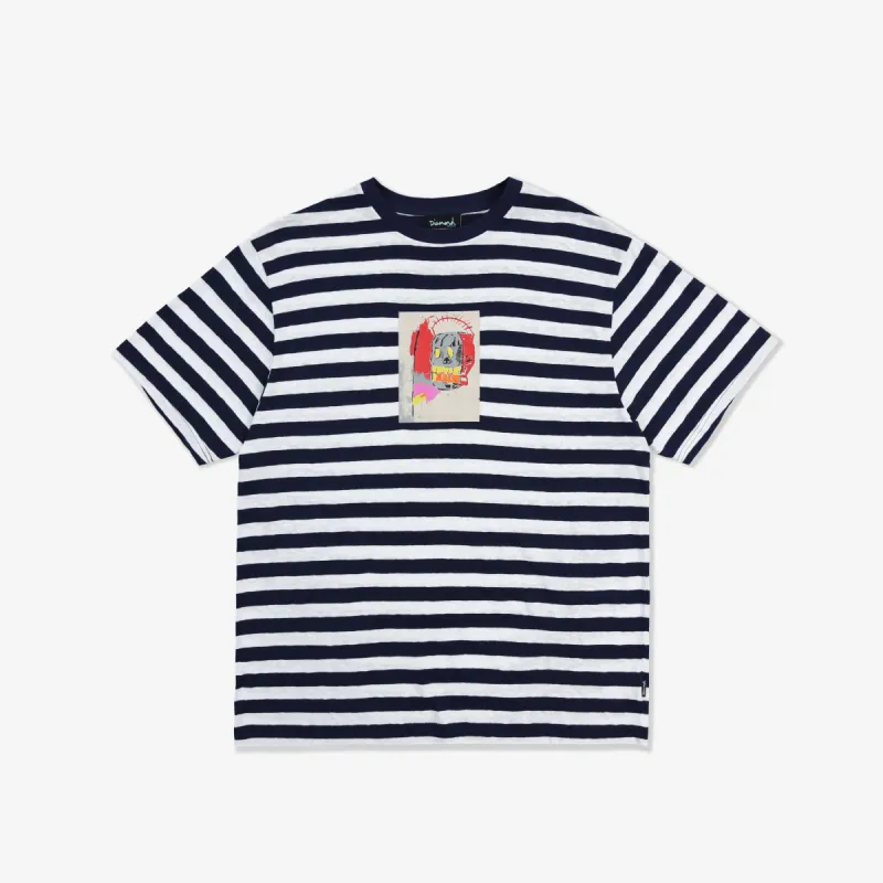 Basquiat Stripe Box Tee - White Navy sold by Diamond Supply Co.