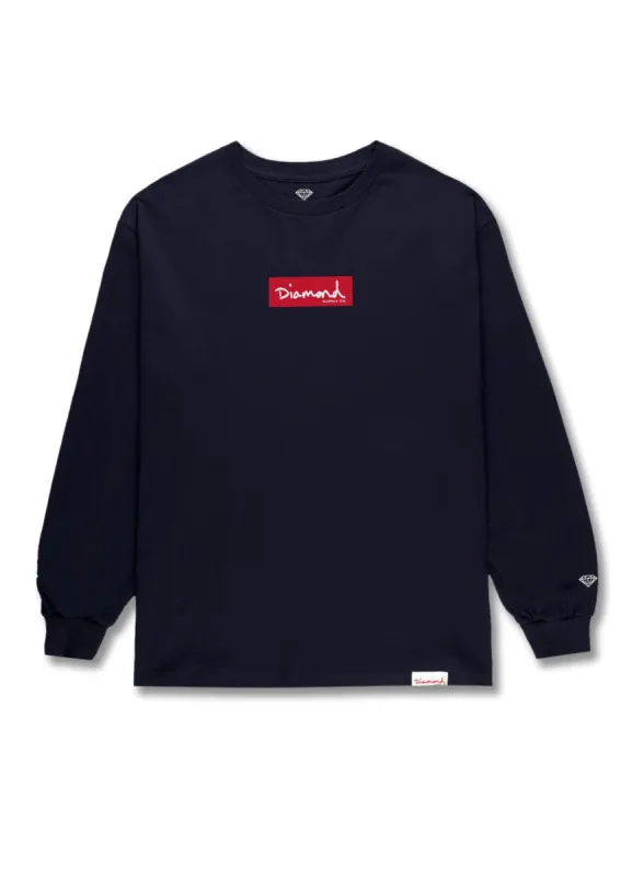 OG Script Mini Box Logo Long Sleeve Tee - Navy sold by Diamond Supply Co.