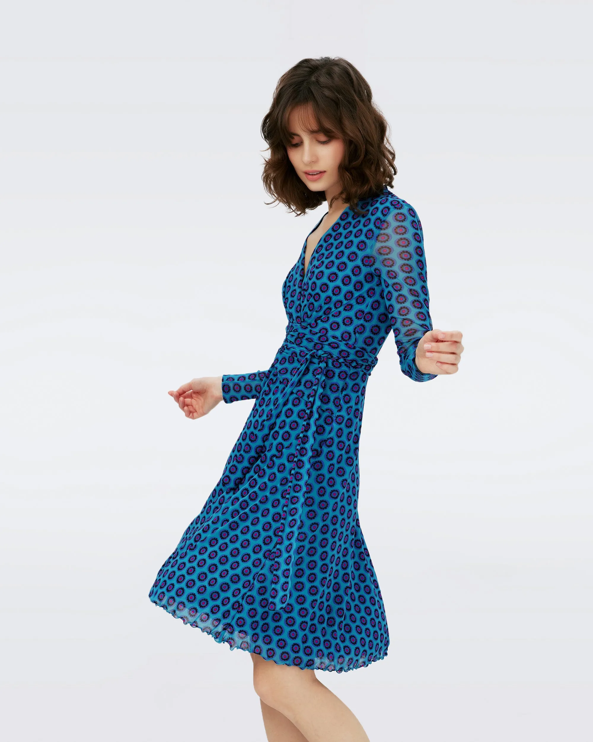 Brenda Mesh Faux Wrap Dress sold by Diane Von Furstenberg product image thumbnail 5