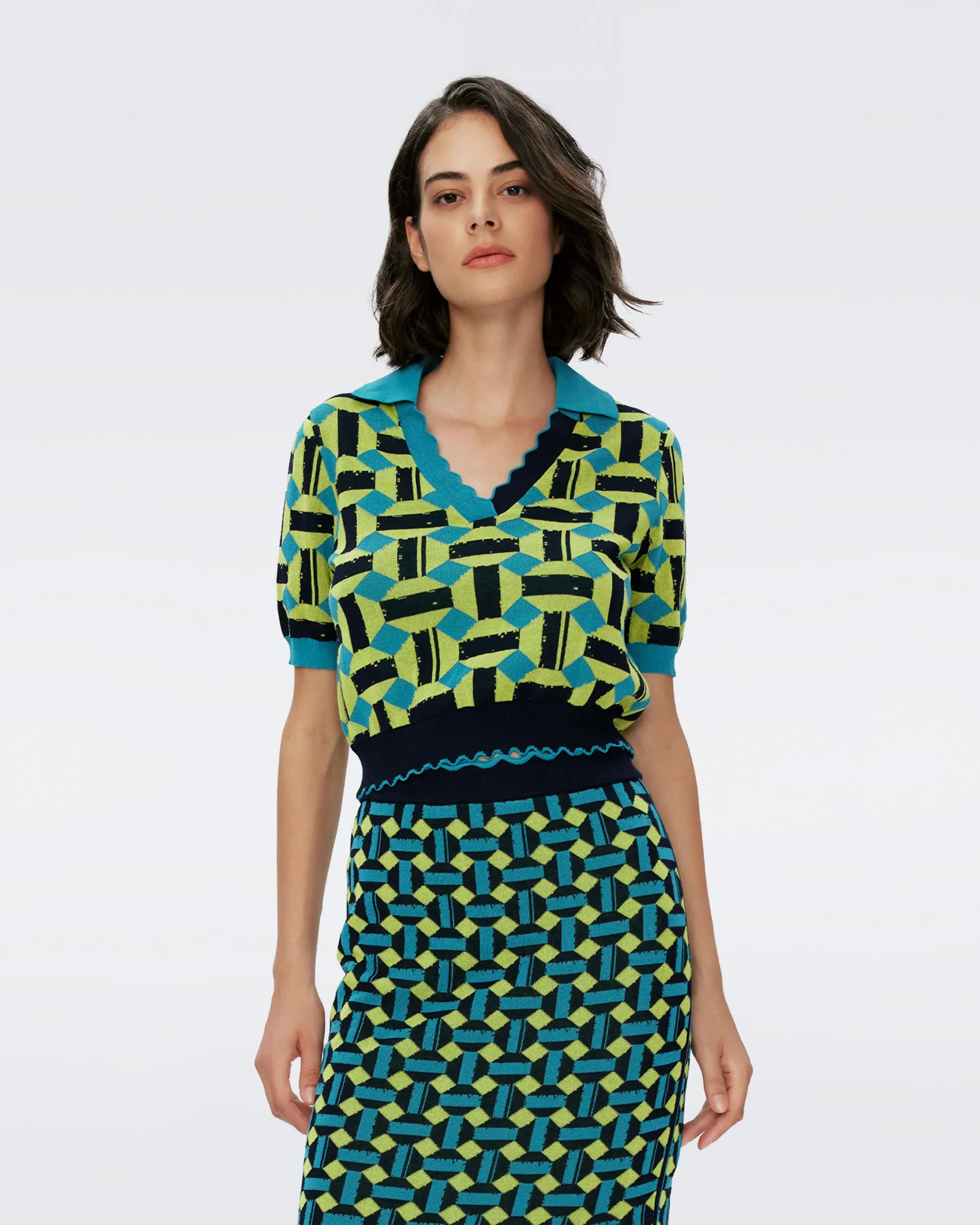 Hannah Knit Jacquard Top sold by Diane Von Furstenberg