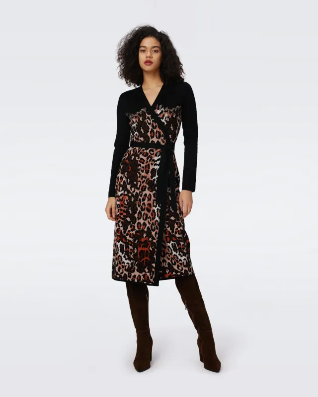 DVF ワンピース Edwina knitted jacquard wrap dress982310 Diane von Furstenberg Edwina knitted jacquard wrap dress