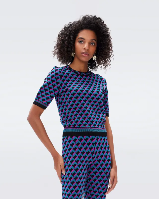 Frennessey Knit Jacquard Top sold by Diane Von Furstenberg