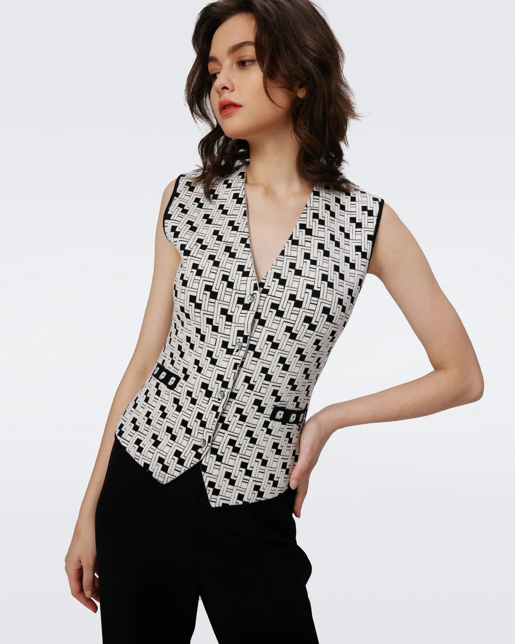 Jil Knit Jacquard Vest sold by Diane Von Furstenberg product image thumbnail 5