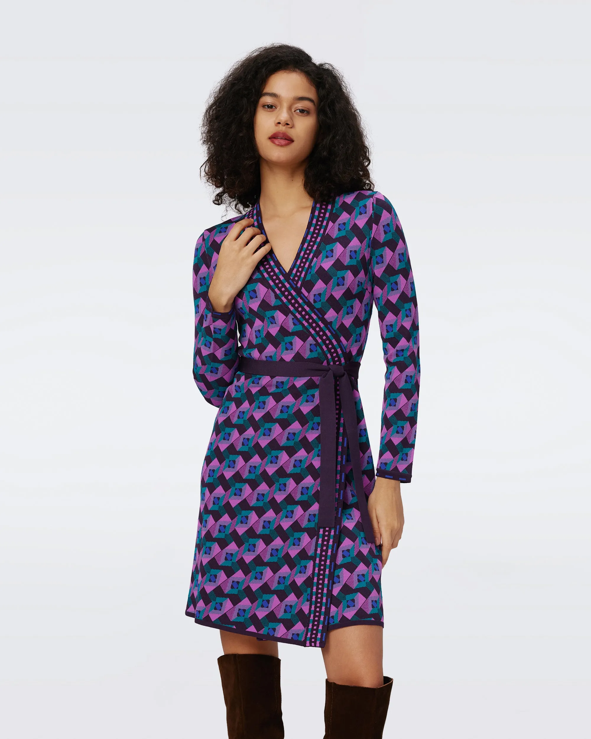 Edwina Knit Jacquard Wrap Dress sold by Diane Von Furstenberg
