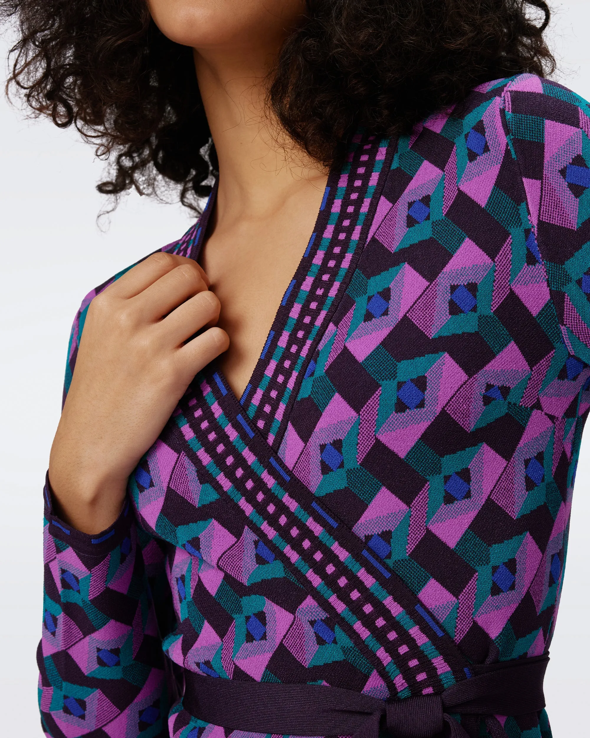 Edwina Knit Jacquard Wrap Dress sold by Diane Von Furstenberg product image thumbnail 2