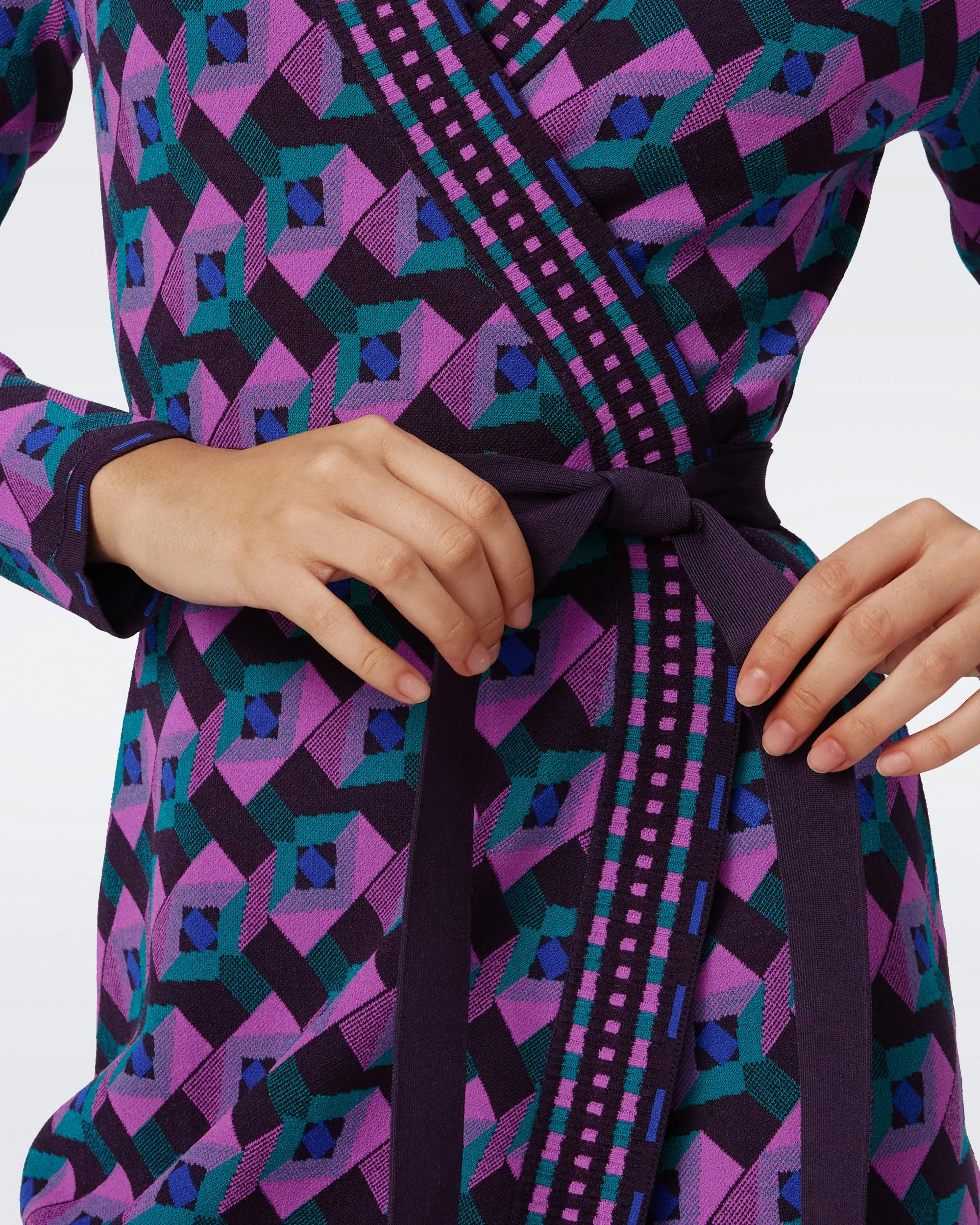 Edwina Knit Jacquard Wrap Dress sold by Diane Von Furstenberg product image thumbnail 4