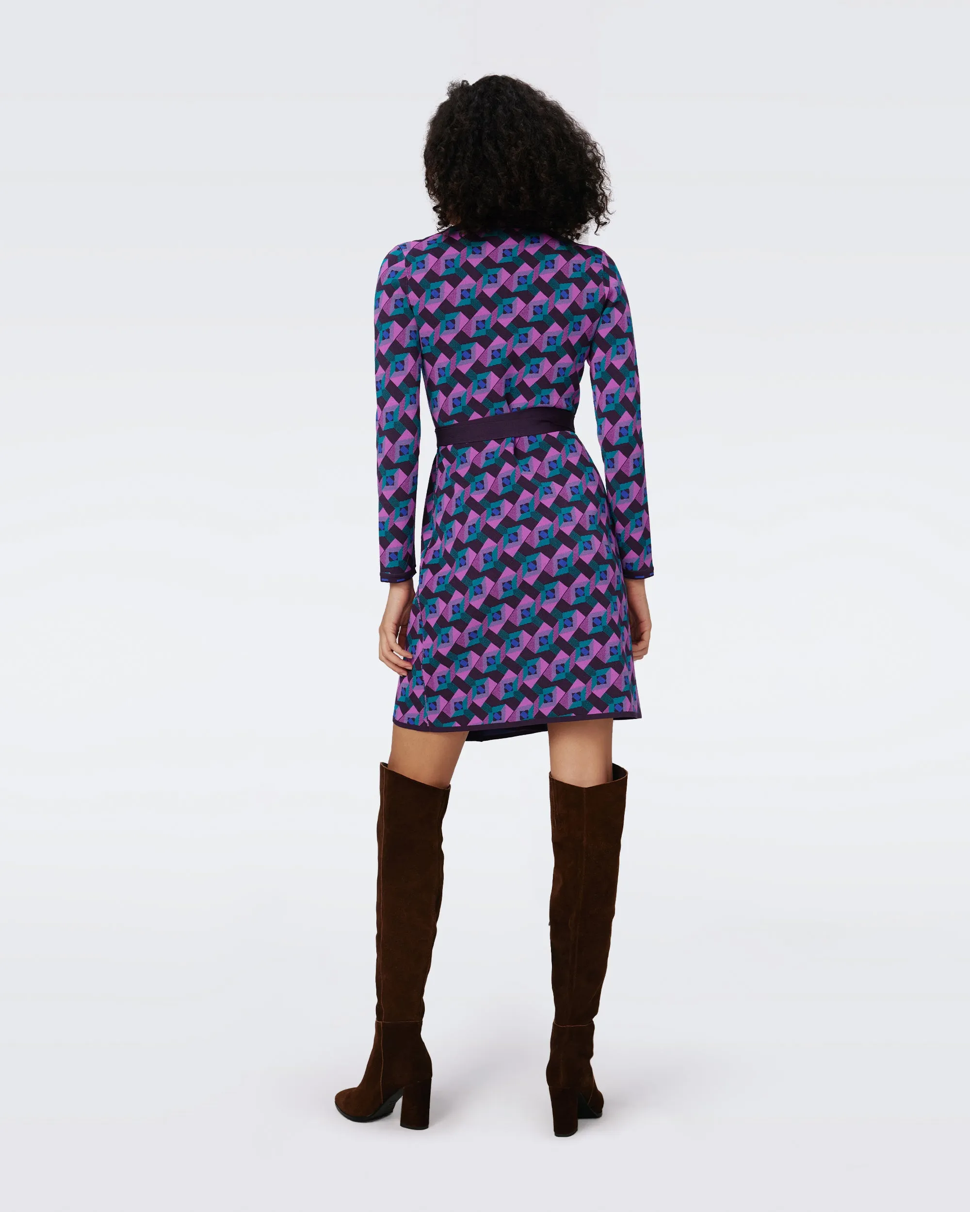 Edwina Knit Jacquard Wrap Dress sold by Diane Von Furstenberg product image thumbnail 3