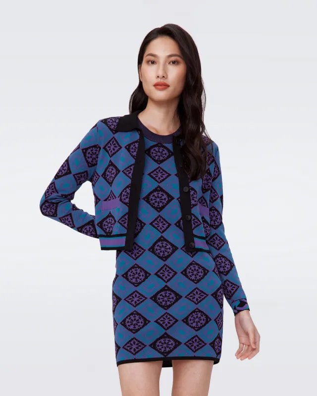 Petey Knit Jacquard Cardigan sold by Diane Von Furstenberg