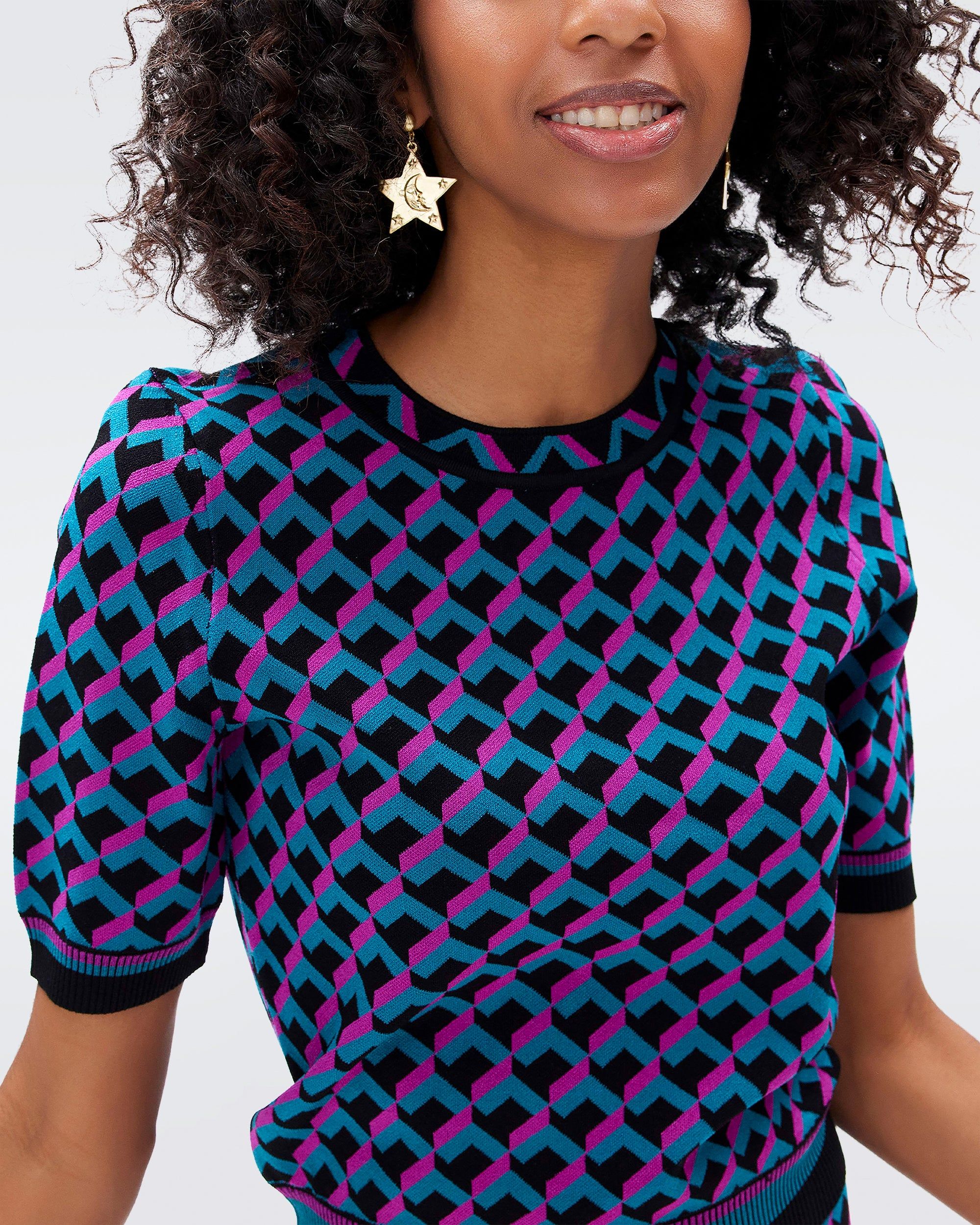 Frennessey Knit Jacquard Top sold by Diane Von Furstenberg product image thumbnail 4