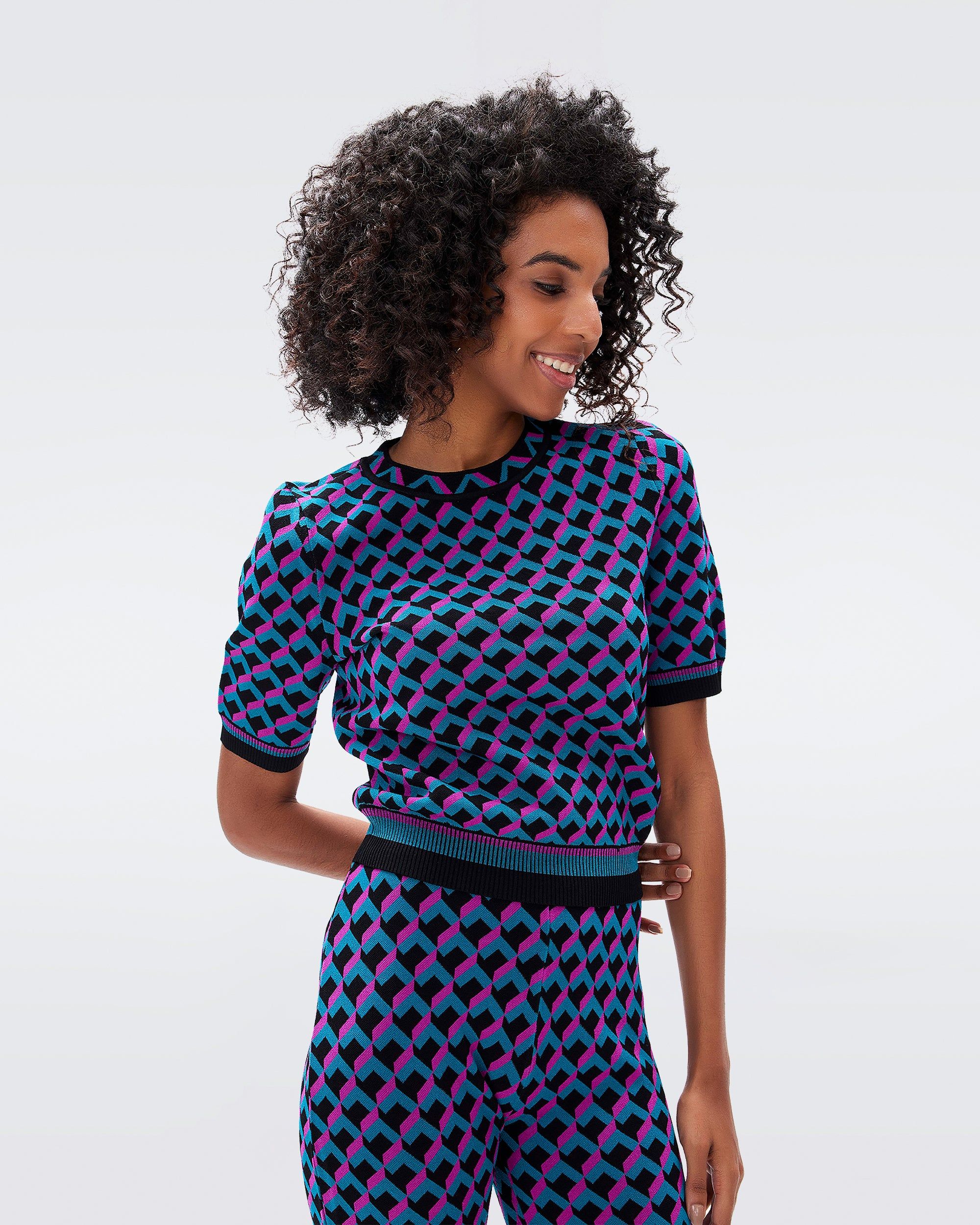 Frennessey Knit Jacquard Top sold by Diane Von Furstenberg product image thumbnail 5