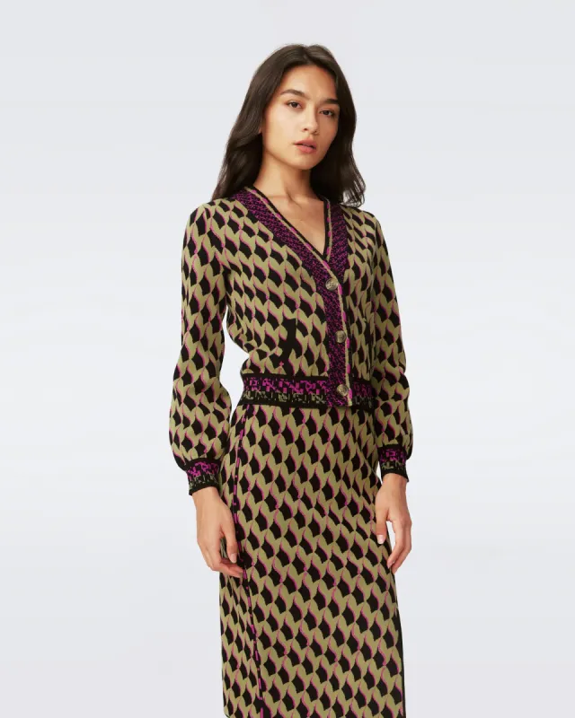 Bryant Knit Jacquard Cardigan sold by Diane Von Furstenberg