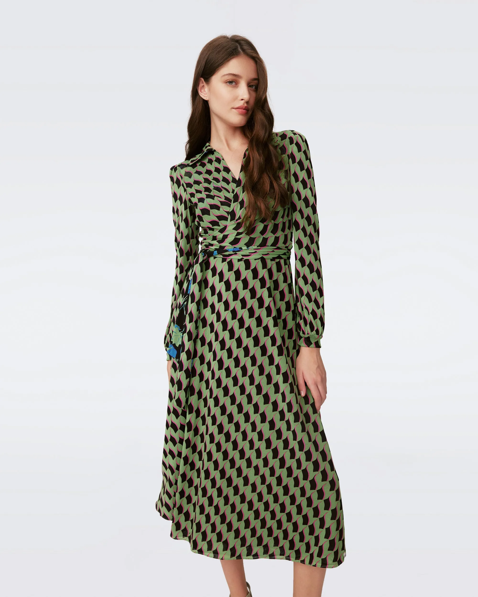 Phoenix Reversible Mesh Wrap Dress sold by Diane Von Furstenberg