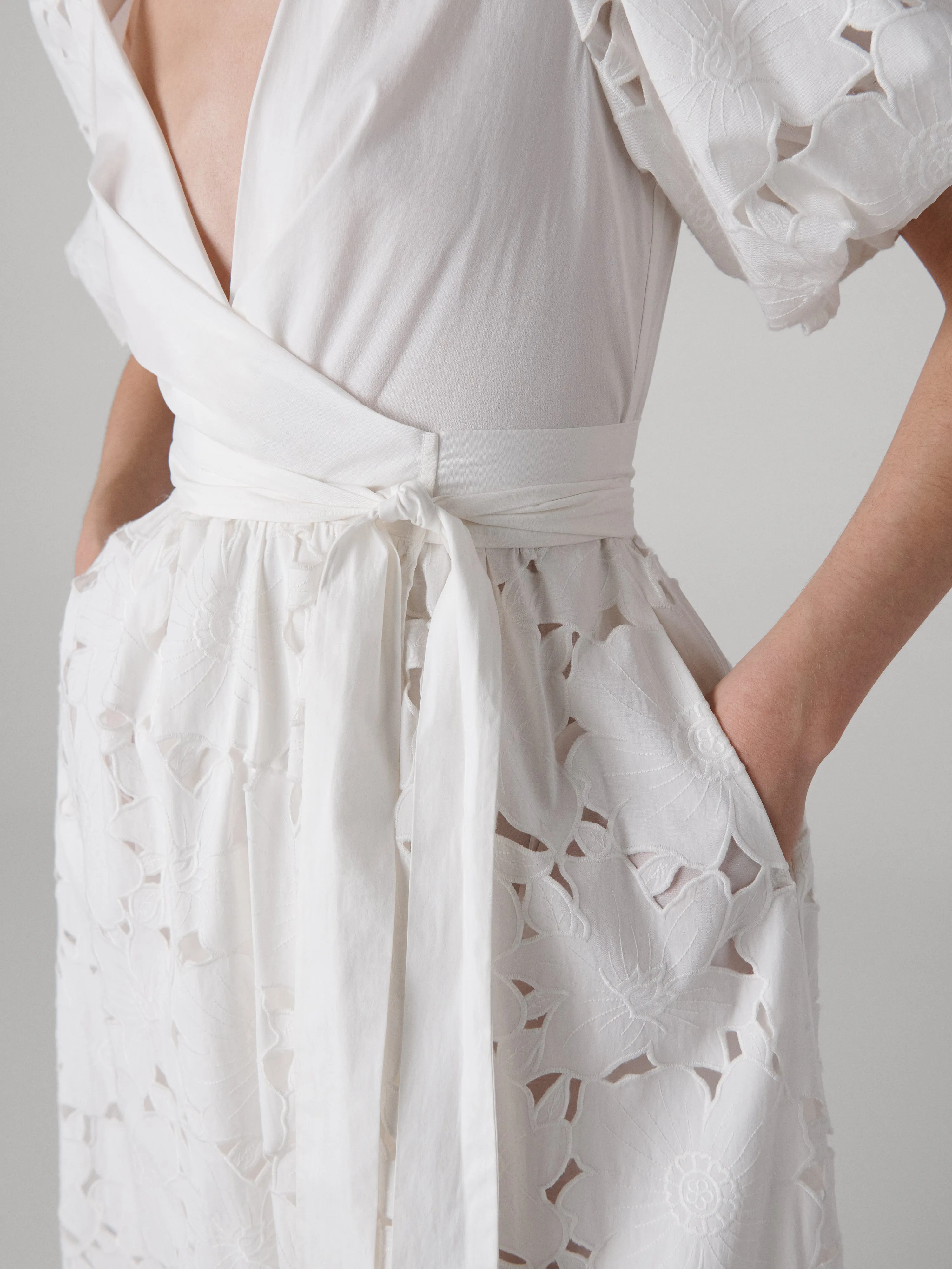 Delilah Eyelet Cotton Wrap Dress sold by Diane Von Furstenberg product image thumbnail 3