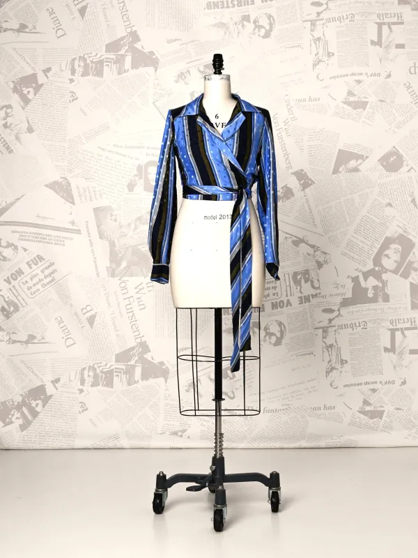 Striped and Dotted Tailored Wrap Top - DVF Vintage sold by Diane Von Furstenberg