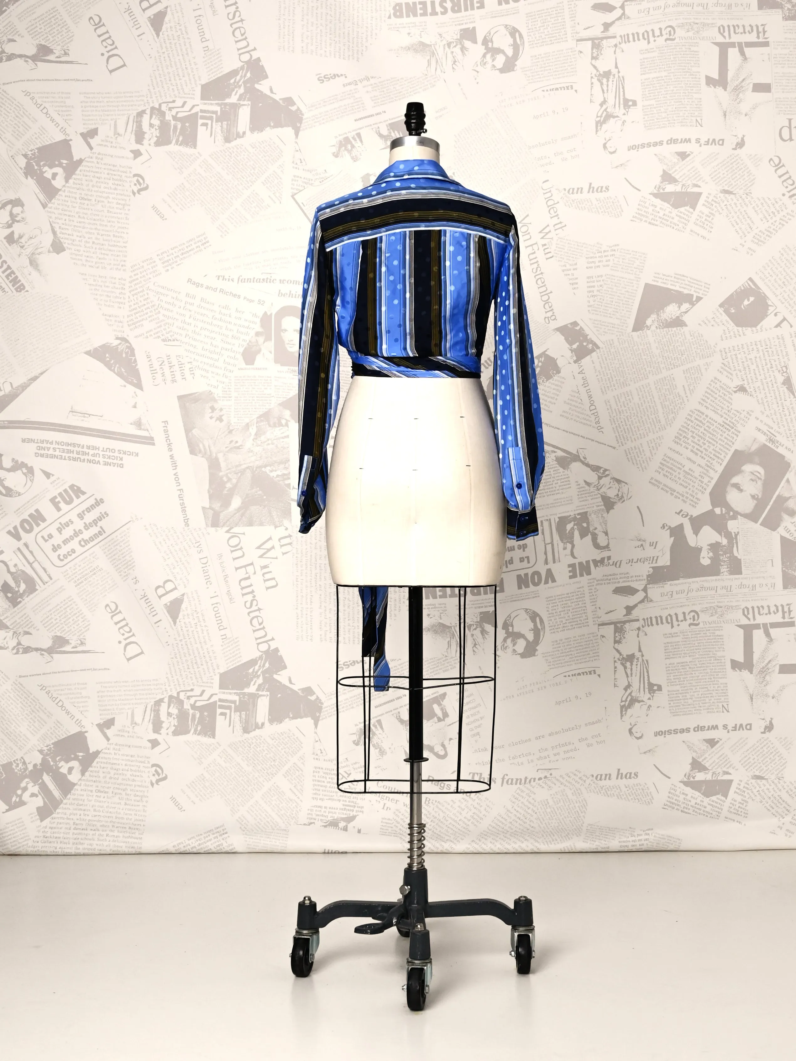 Striped and Dotted Tailored Wrap Top - DVF Vintage sold by Diane Von Furstenberg product image thumbnail 2