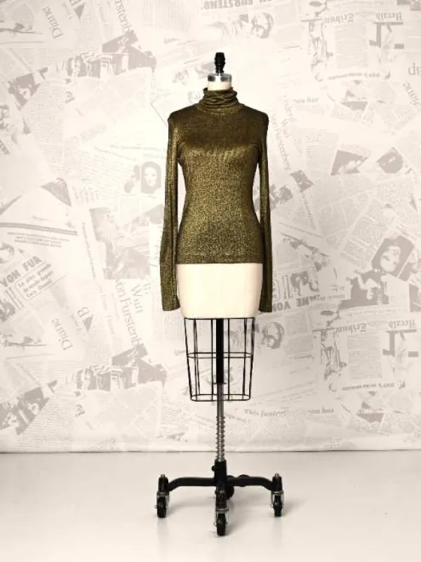 Gold Long Sleeve Turtleneck - DVF Vintage sold by Diane Von Furstenberg