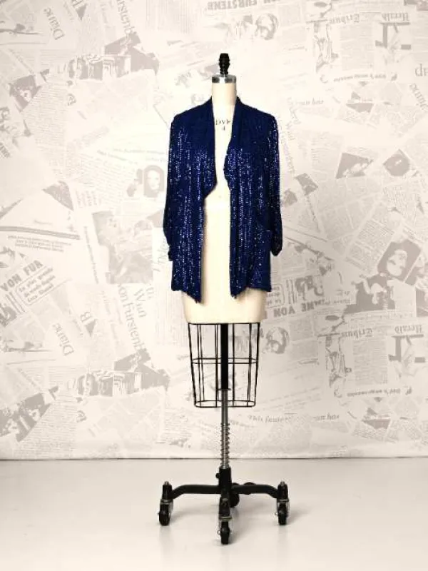 Blue Sequin Cardigan - DVF Vintage sold by Diane Von Furstenberg