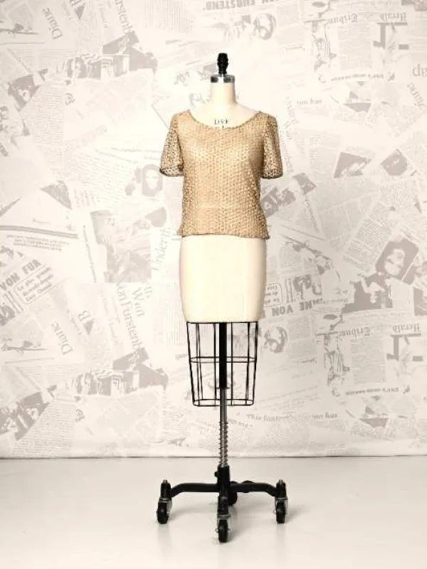 Brylee Gold Lace Top - DVF Vintage sold by Diane Von Furstenberg