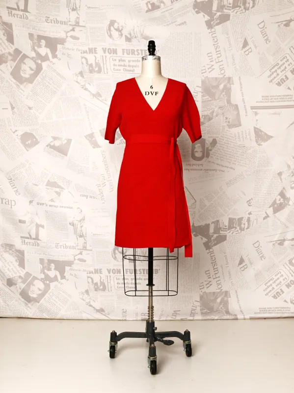 Cherry Knit Wrap Dress - DVF Vintage made by Diane Von Furstenberg