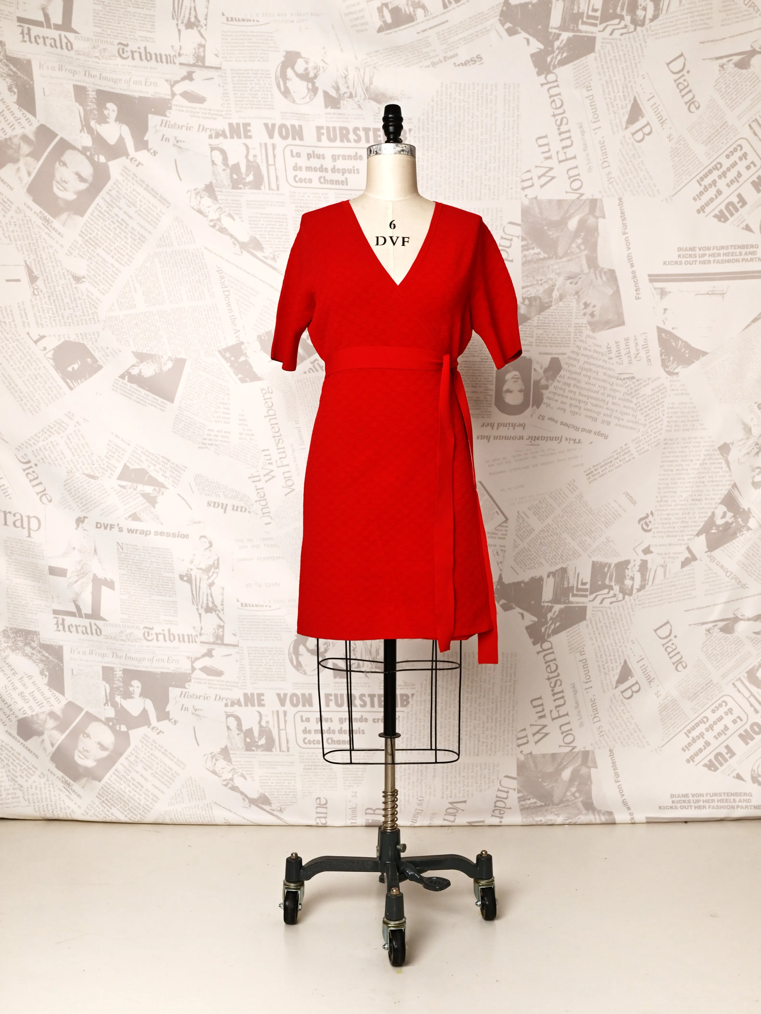 Cherry Knit Wrap Dress - DVF Vintage sold by Diane Von Furstenberg