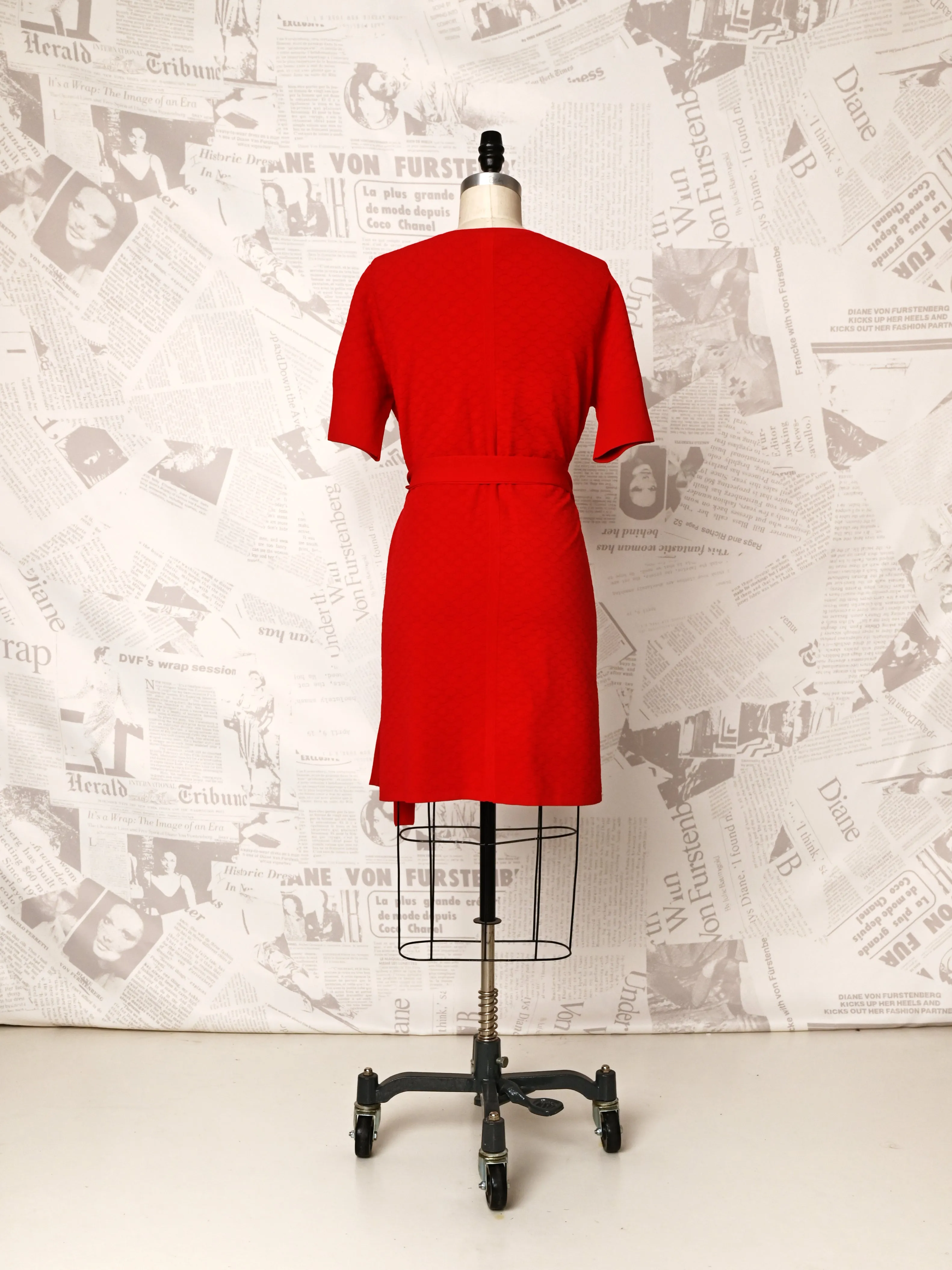 Cherry Knit Wrap Dress - DVF Vintage sold by Diane Von Furstenberg product image thumbnail 2