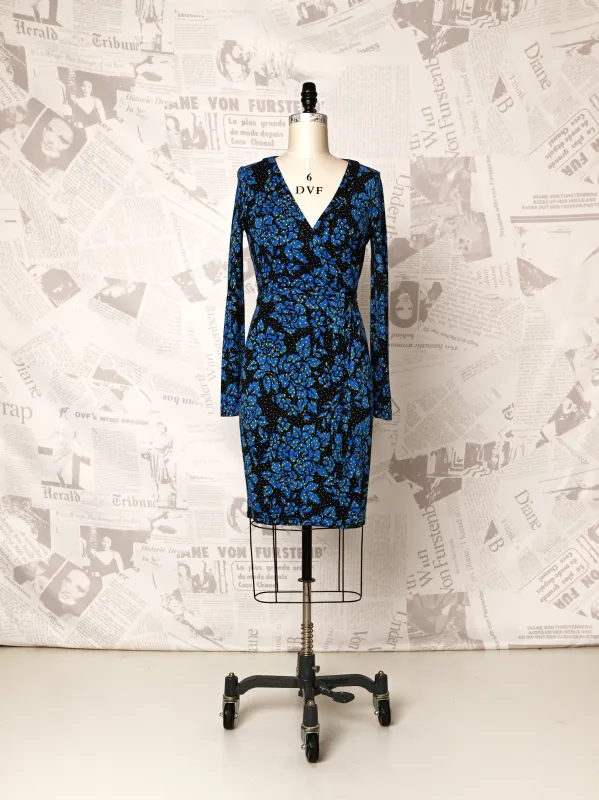 Black and Blue Wrap Dress - DVF Vintage sold by Diane Von Furstenberg
