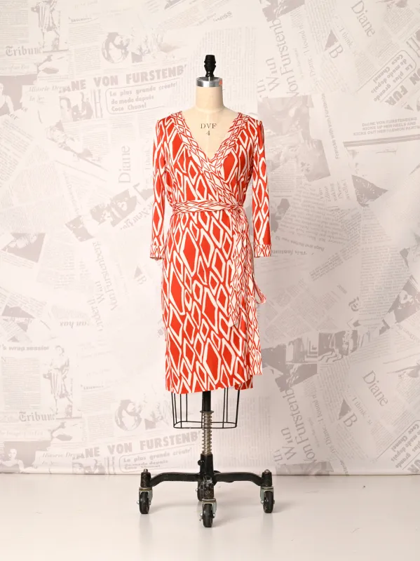 Jeanne Orange Dress - DVF Vintage sold by Diane Von Furstenberg