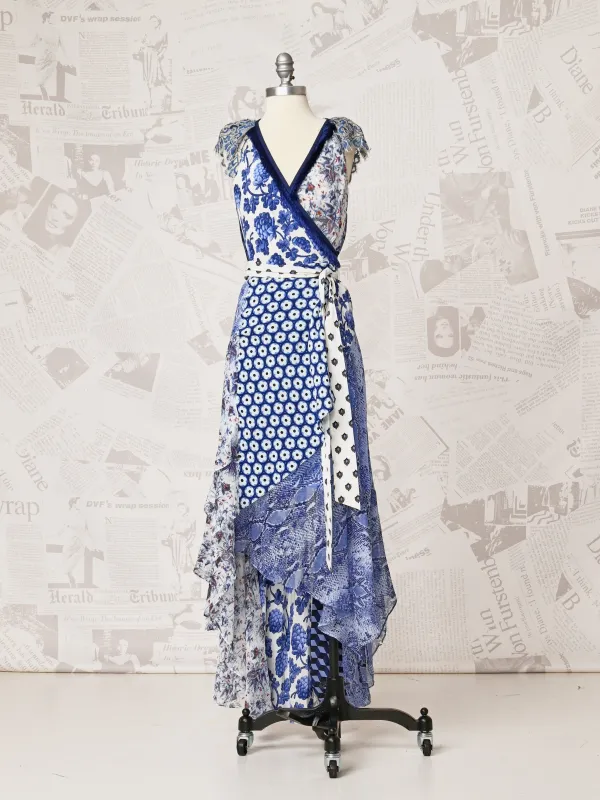 Multi Pattern Blue Maxi - DVF Vintage made by Diane Von Furstenberg