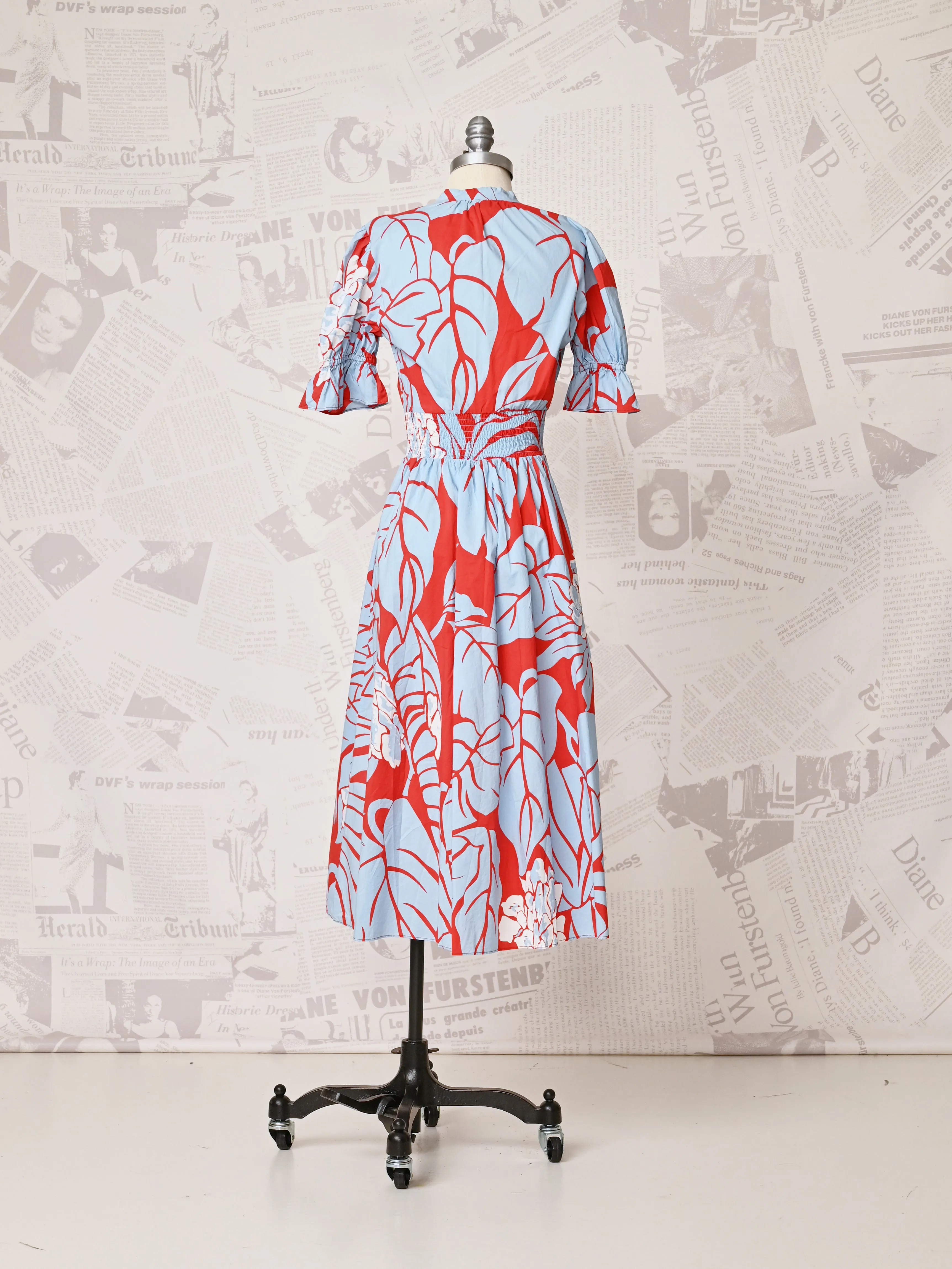Puff Sleeve Floral Midi Dress - DVF Vintage sold by Diane Von Furstenberg product image thumbnail 2