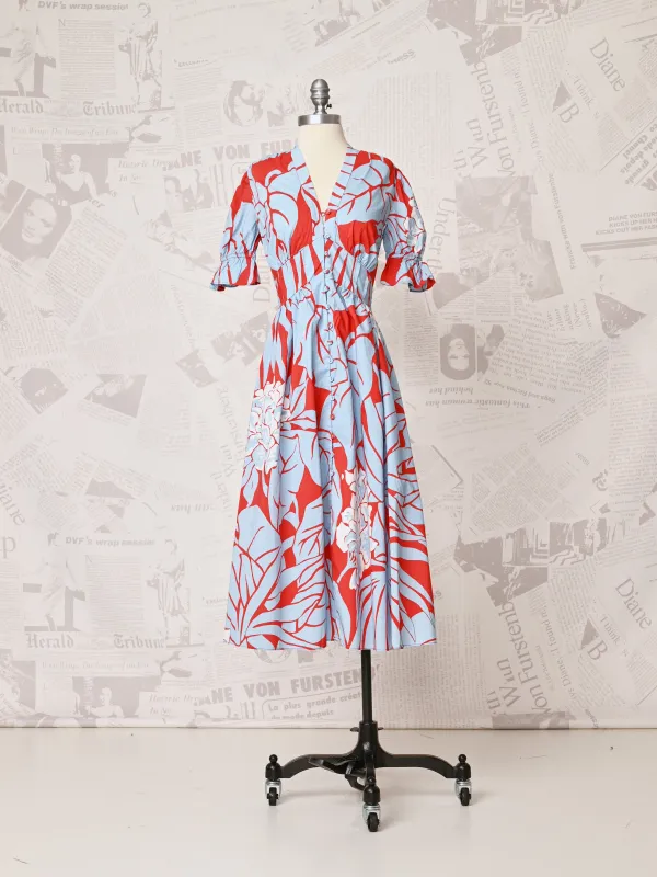 Puff Sleeve Floral Midi Dress - DVF Vintage made by Diane Von Furstenberg