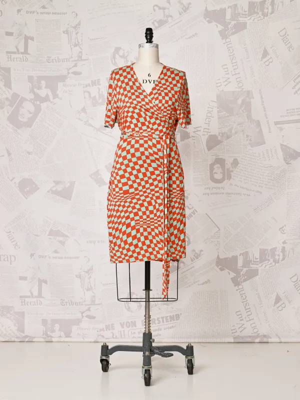 Tiled Silk Jersey Wrap Dress - DVF Vintage made by Diane Von Furstenberg