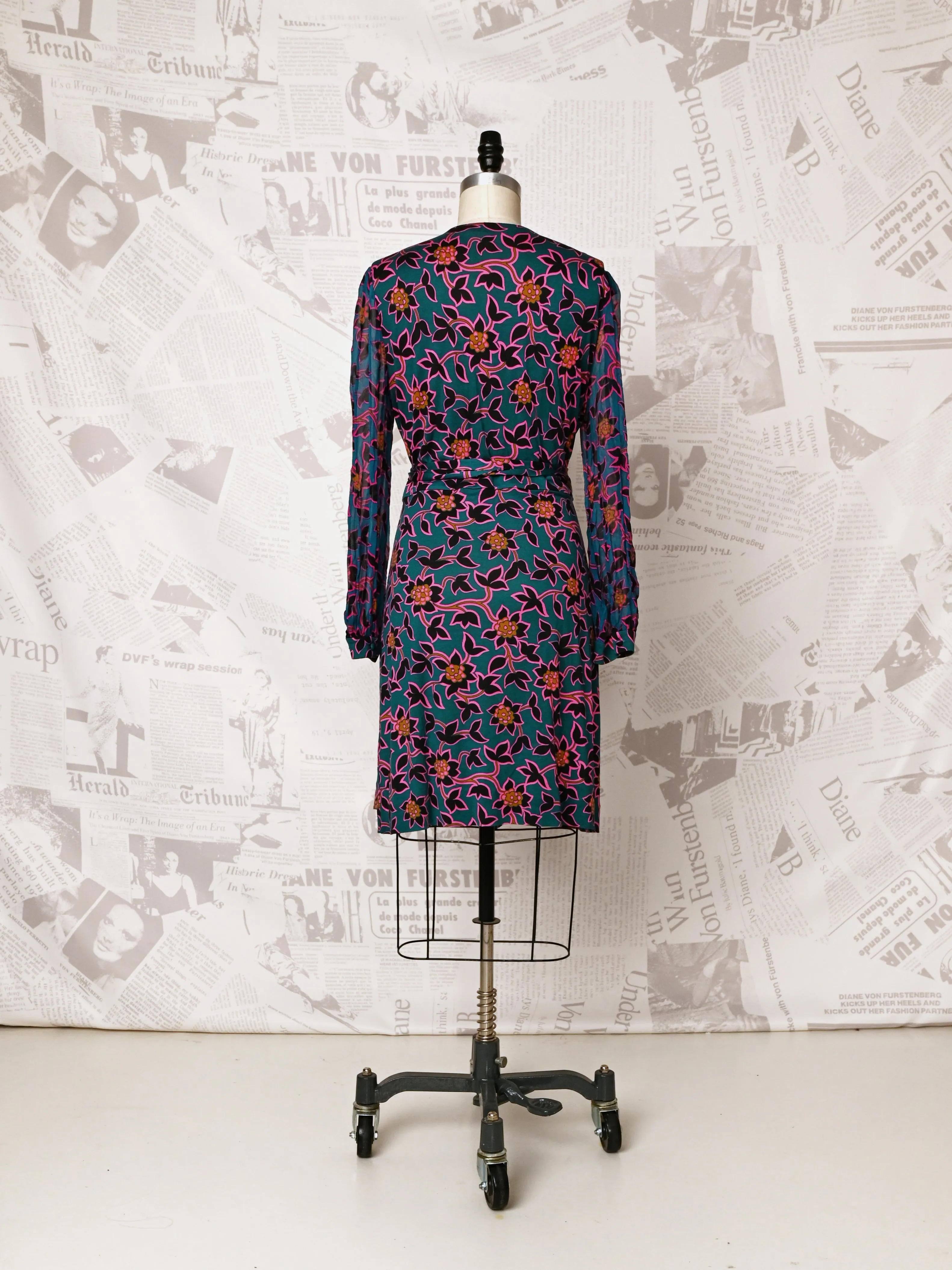 Wrap Dress with Sheer Sleeves - DVF Vintage sold by Diane Von Furstenberg product image thumbnail 2