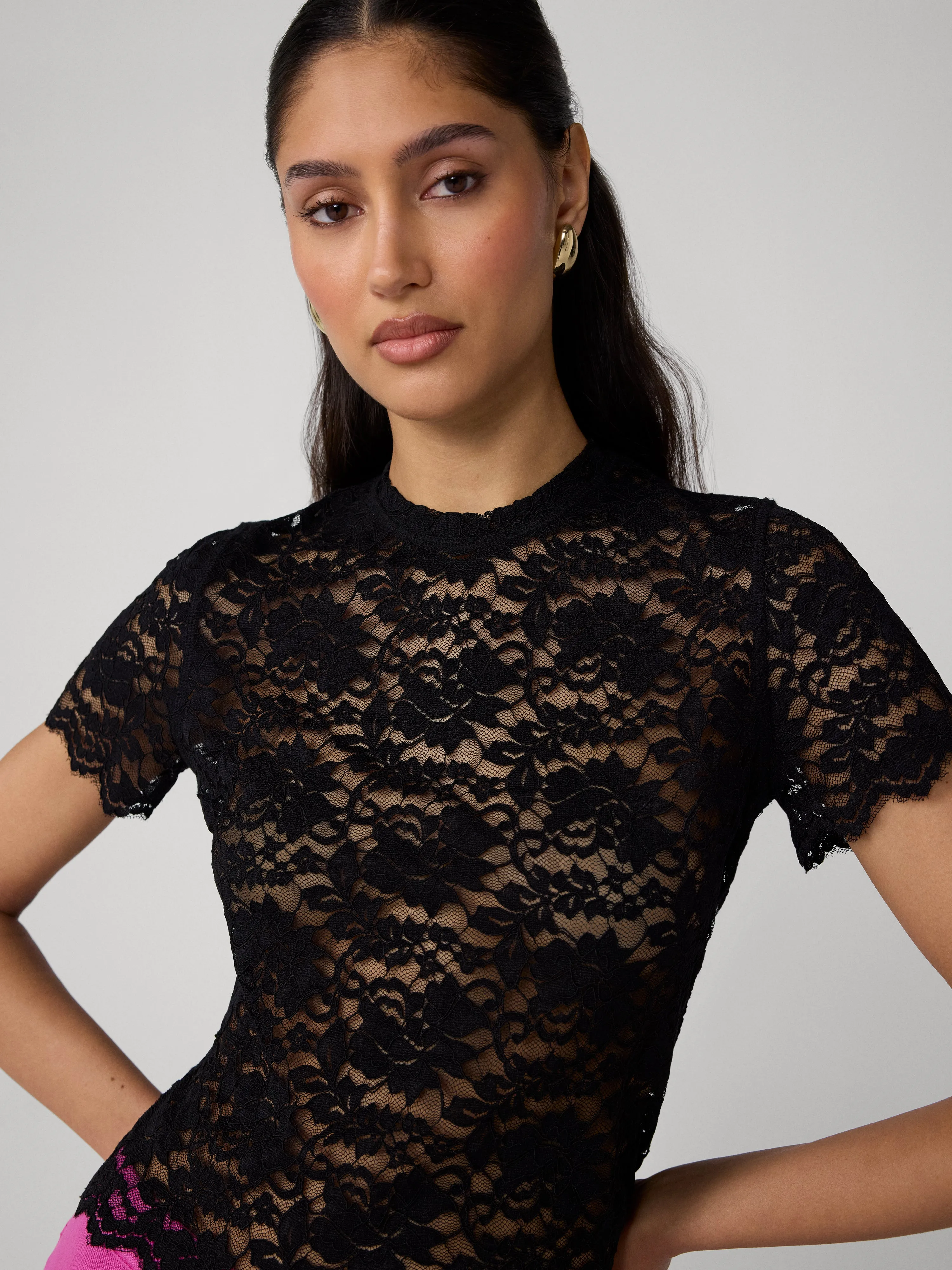 Perfect Short Sleeve Lace Top sold by Diane Von Furstenberg product image thumbnail 4