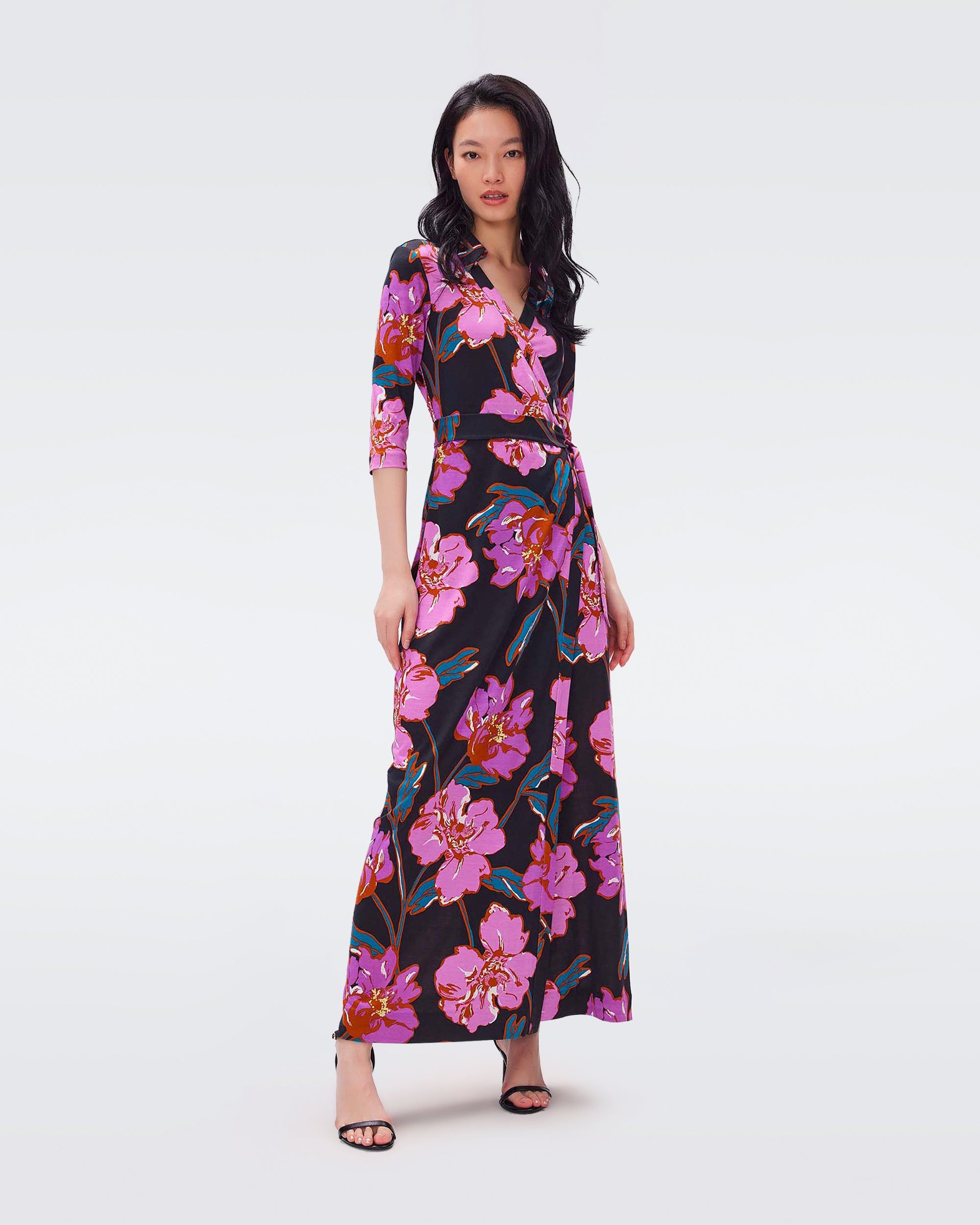 chinese dress ladies Abigail Silk Jersey Midi Wrap Dress – Diane von Furstenberg HongKong