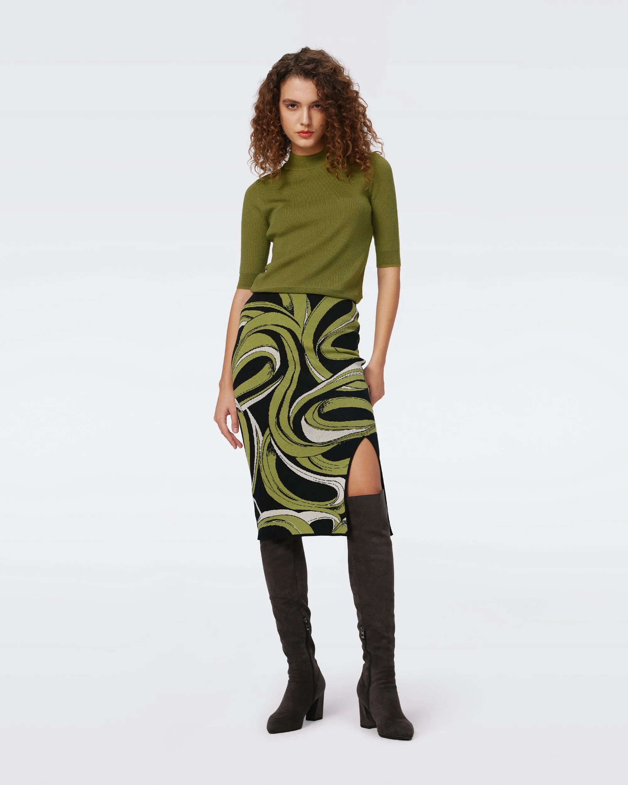 Lyla Knit Jacquard Skirt sold by Diane Von Furstenberg