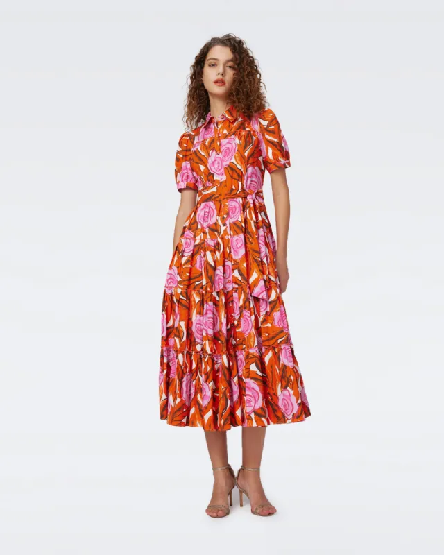 queena cotton dress Diane Von Furstenberg DVF Queena Midi Dress