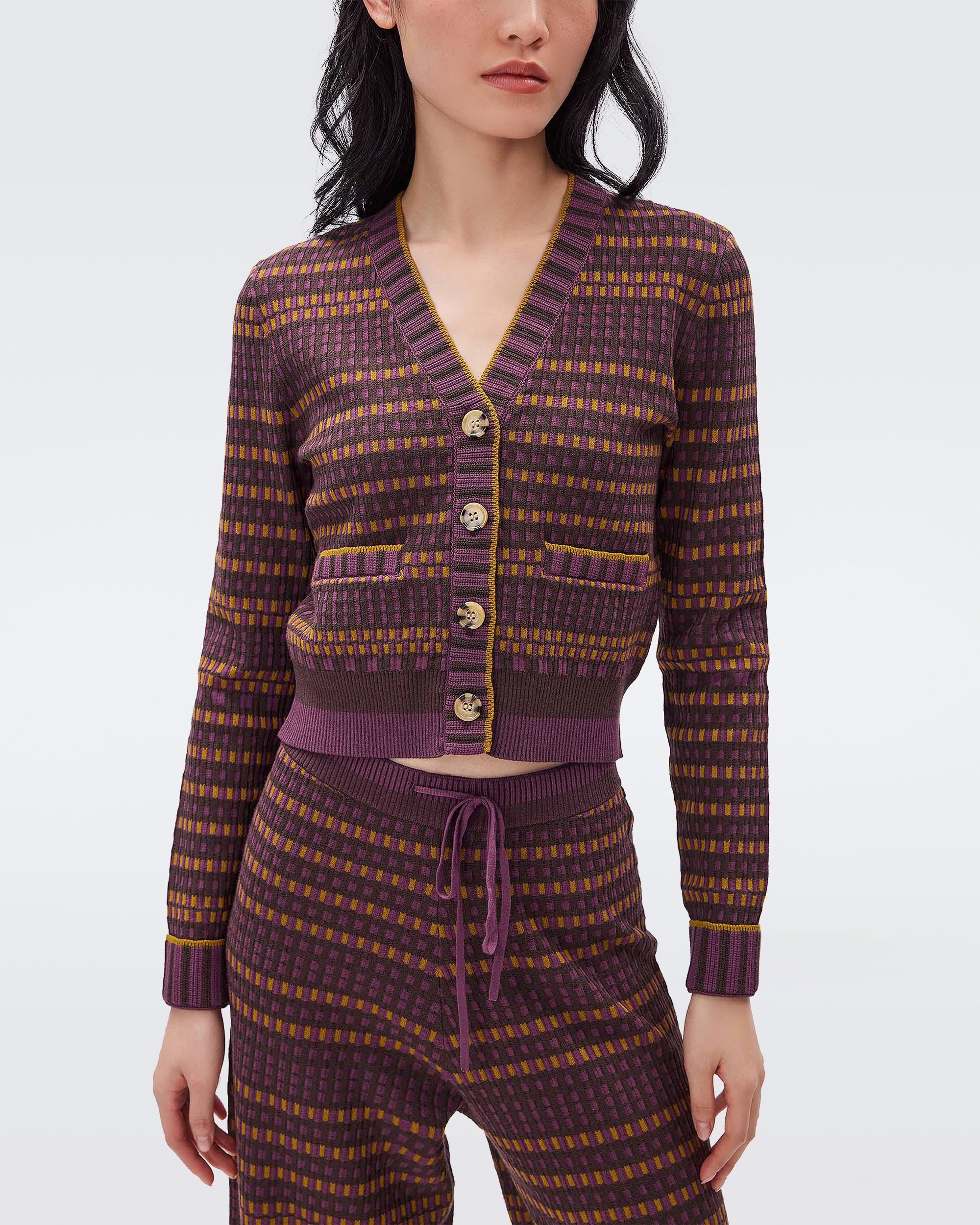 Gilly Knit Jacquard Cardigan sold by Diane Von Furstenberg product image thumbnail 2