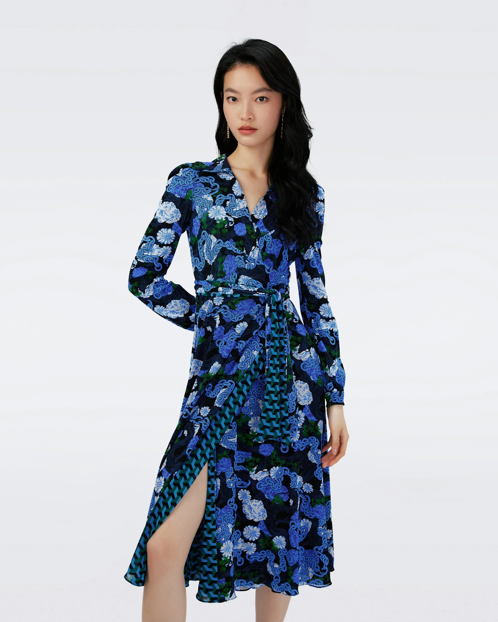 Phoenix Reversible Mesh Wrap Dress sold by Diane Von Furstenberg product image thumbnail 5