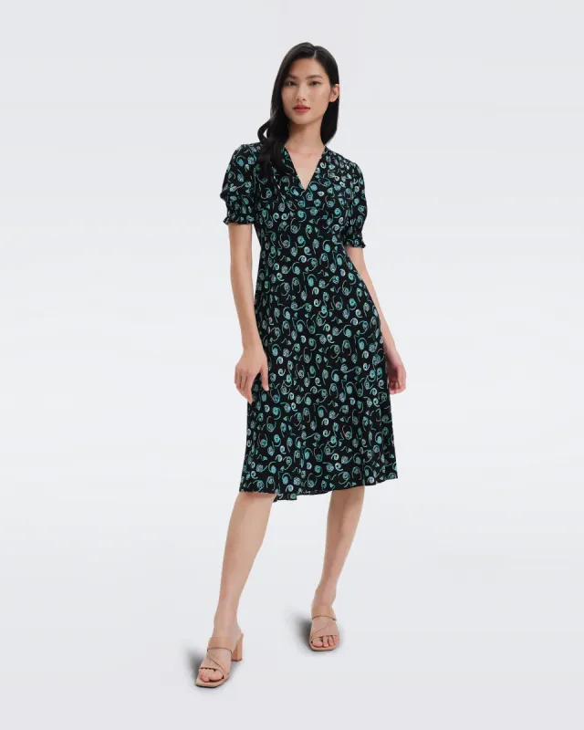 DVF ワンピース Edwina knitted jacquard wrap dress982310 Edwina knitted jacquard wrap dress in purple - Diane Von