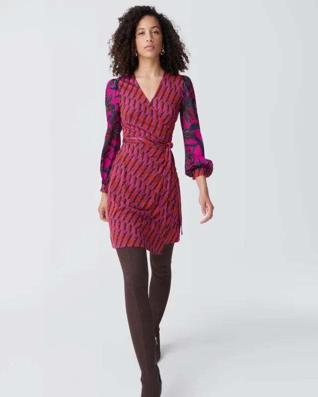 DVF ワンピース Edwina knitted jacquard wrap dress982310 Edwina knitted jacquard wrap dress in purple - Diane Von