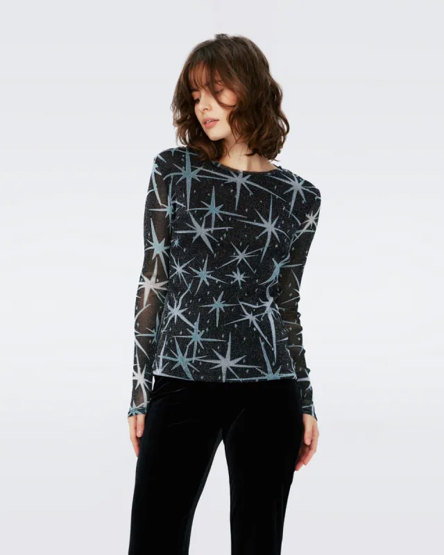 Logan Metallic Mesh Top sold by Diane Von Furstenberg