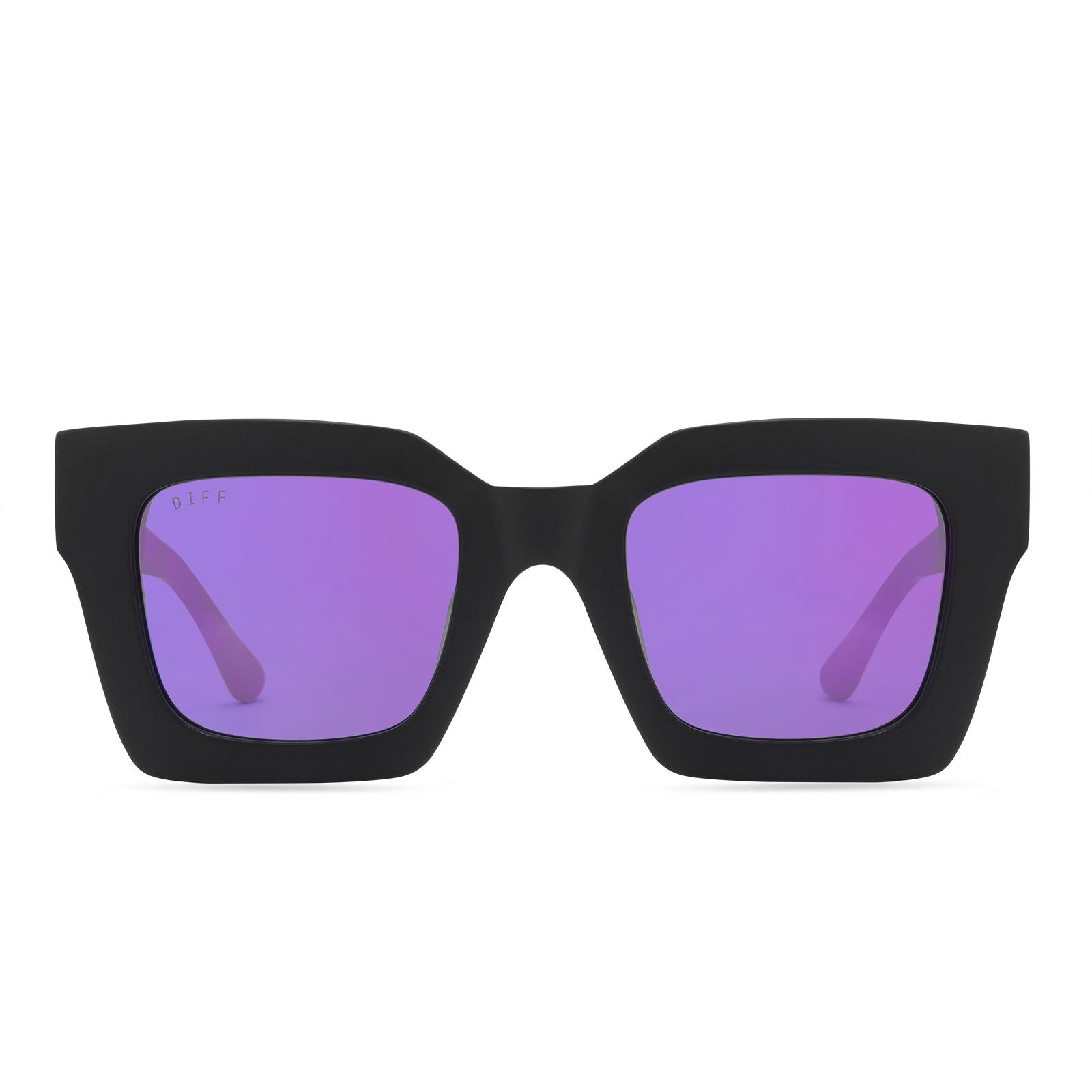 DANI - MATTE BLACK + PURPLE MIRROR SUNGLASSES sold by Diff Eyewear