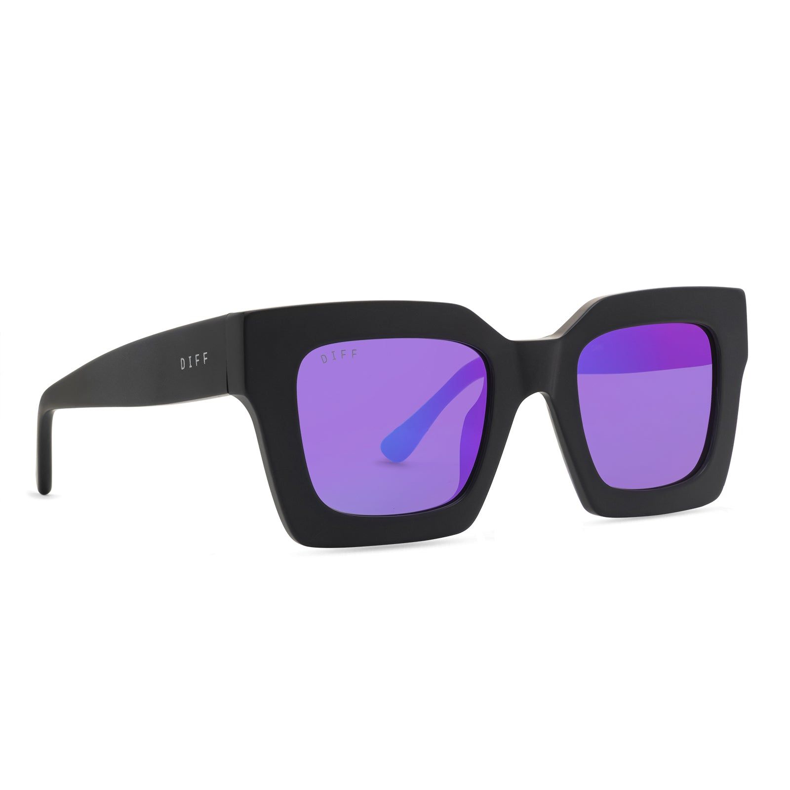 DANI - MATTE BLACK + PURPLE MIRROR SUNGLASSES sold by Diff Eyewear product image thumbnail 2