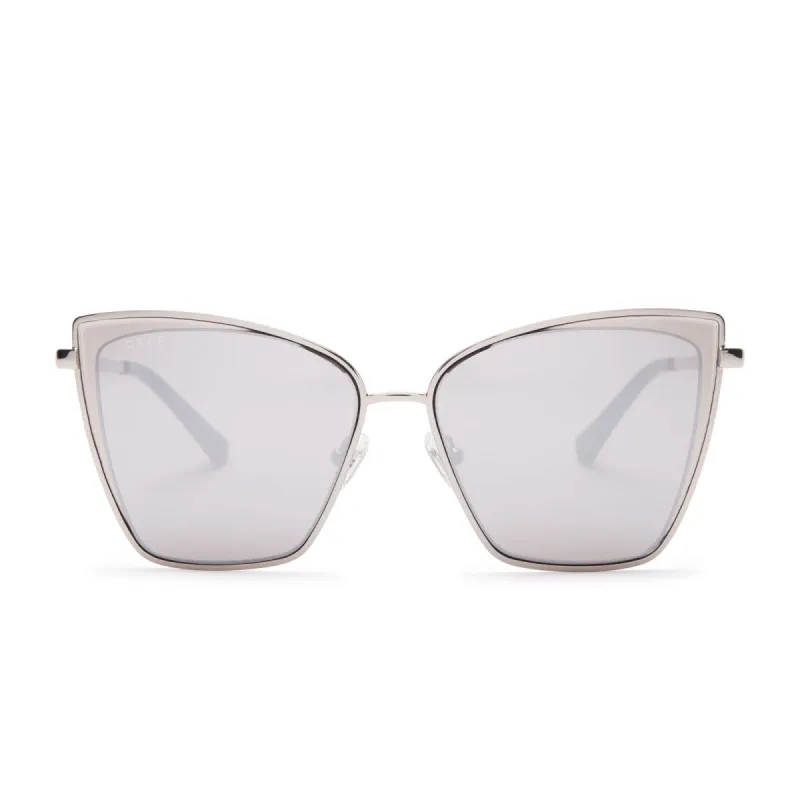 BECKY - SILVER + GREY MIRROR SUNGLASSES sold by Diff Eyewear