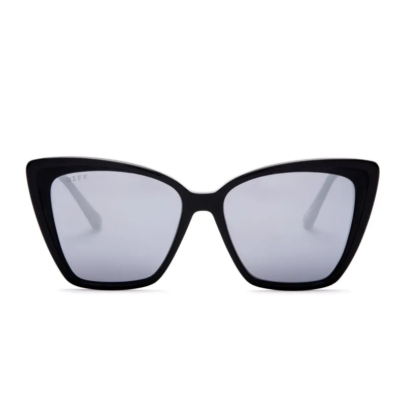 BECKY II - BLACK + GREY MIRROR + POLARIZED SUNGLASSES sold by Diff Eyewear