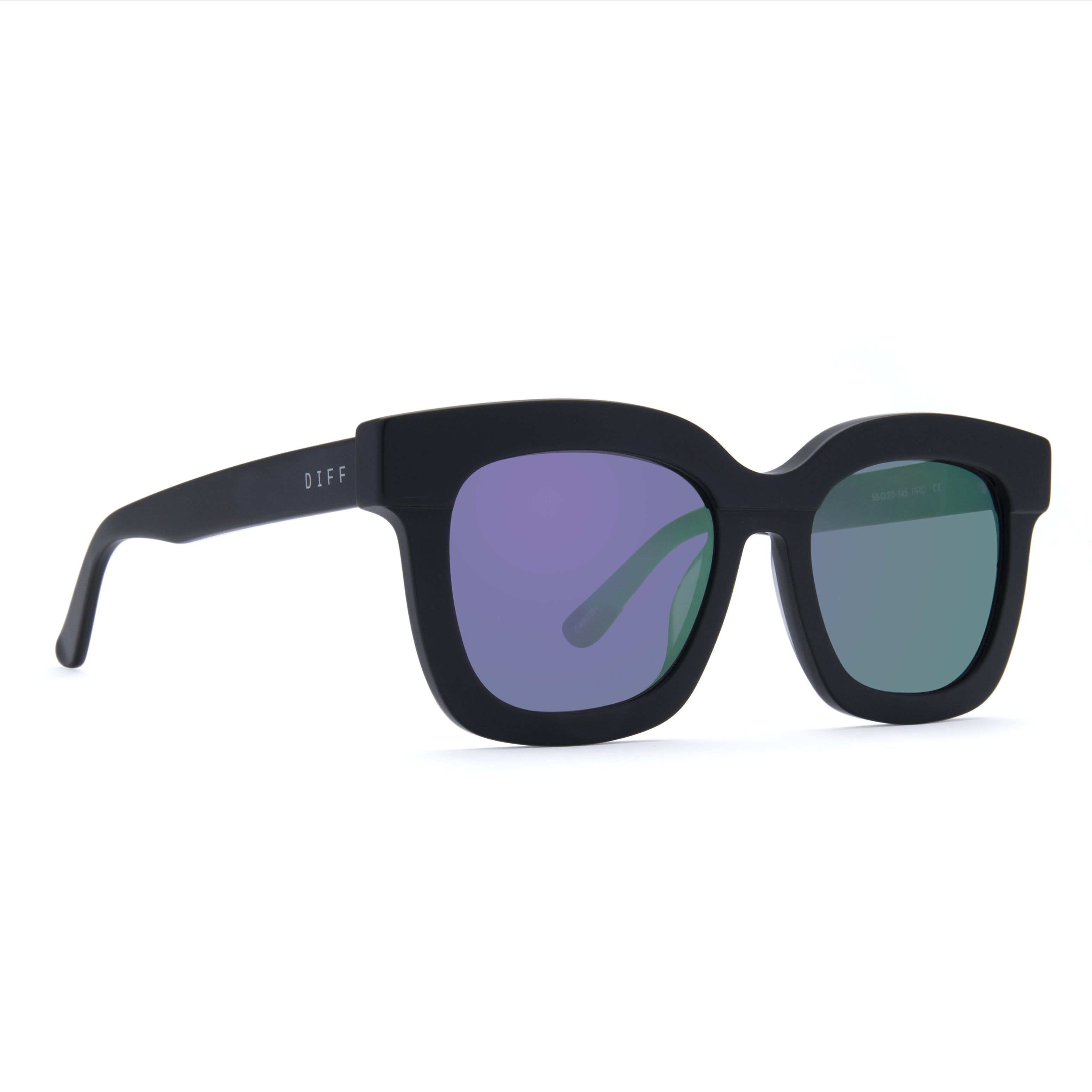 CARSON - MATTE BLACK + PURPLE MIRROR POLARIZED SUNGLASSES sold by Diff Eyewear product image thumbnail 2