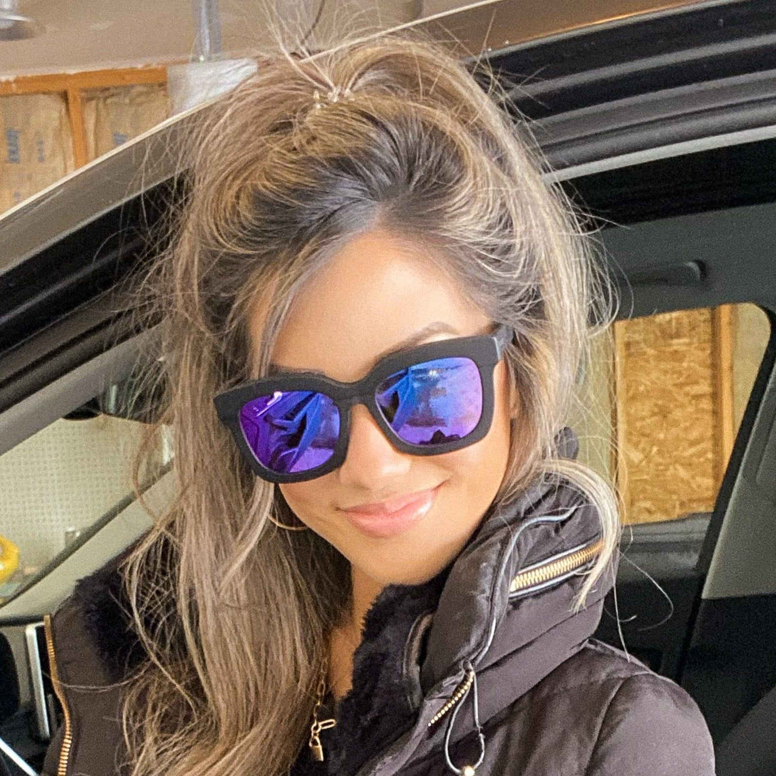 CARSON - MATTE BLACK + PURPLE MIRROR POLARIZED SUNGLASSES sold by Diff Eyewear product image thumbnail 5