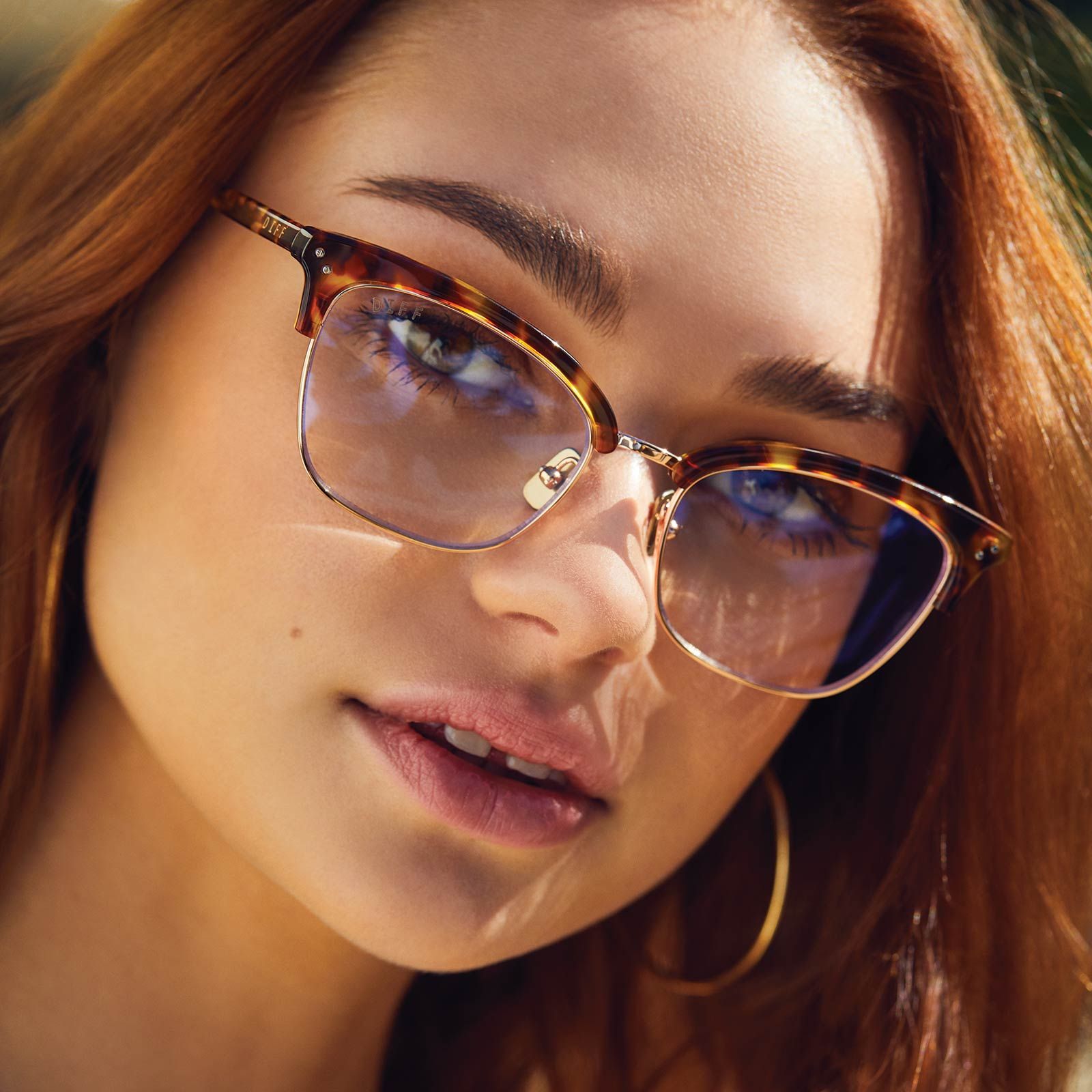 LUCY - GOLD AMBER TORTOISE + BLUE LIGHT TECHNOLOGY CLEAR GLASSES sold by Diff Eyewear product image thumbnail 4